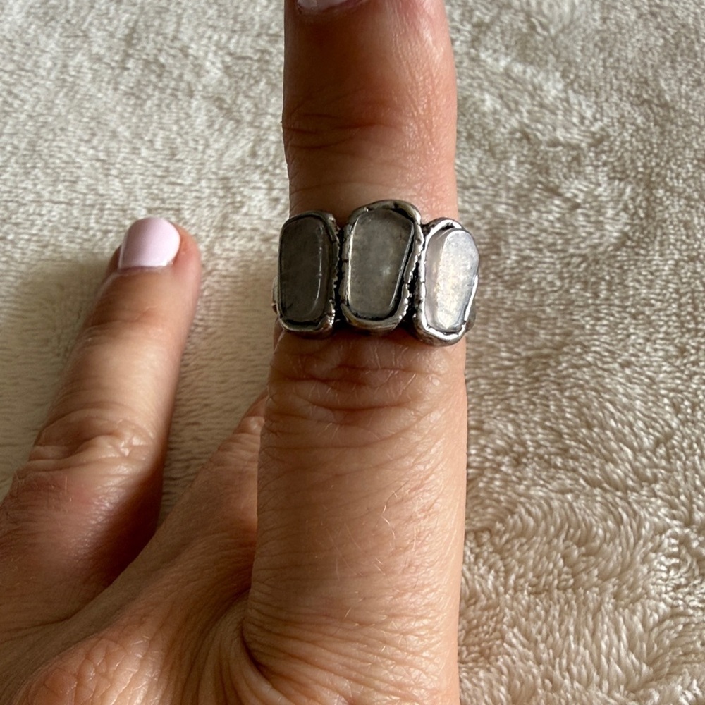 Statement Ring with Pale Gray Stones / EUC - Picture 2 of 3